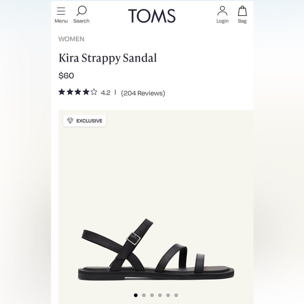 Toms Kira Strappy Sandal — Black Leather